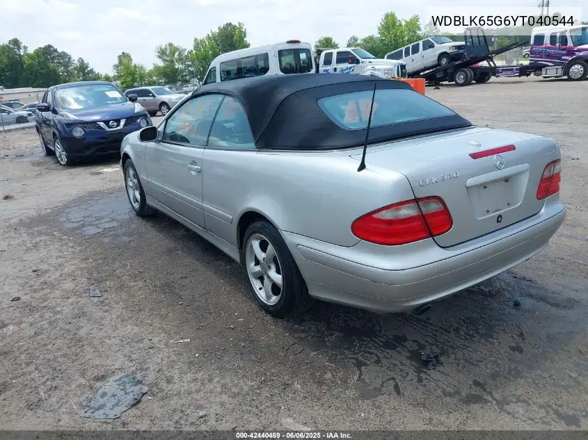 2000 Mercedes-Benz Clk 320 VIN: WDBLK65G6YT040544 Lot: 42440489