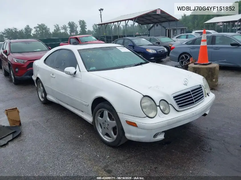 2000 Mercedes-Benz Clk 430 VIN: WDBLJ70G4YF151852 Lot: 42499171