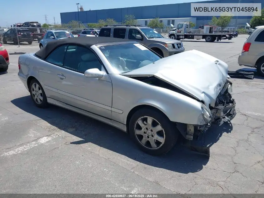 2000 Mercedes-Benz Clk 320 VIN: WDBLK65G3YT045894 Lot: 42550927