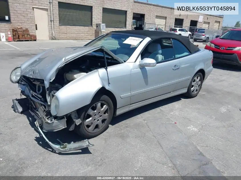 2000 Mercedes-Benz Clk 320 VIN: WDBLK65G3YT045894 Lot: 42550927