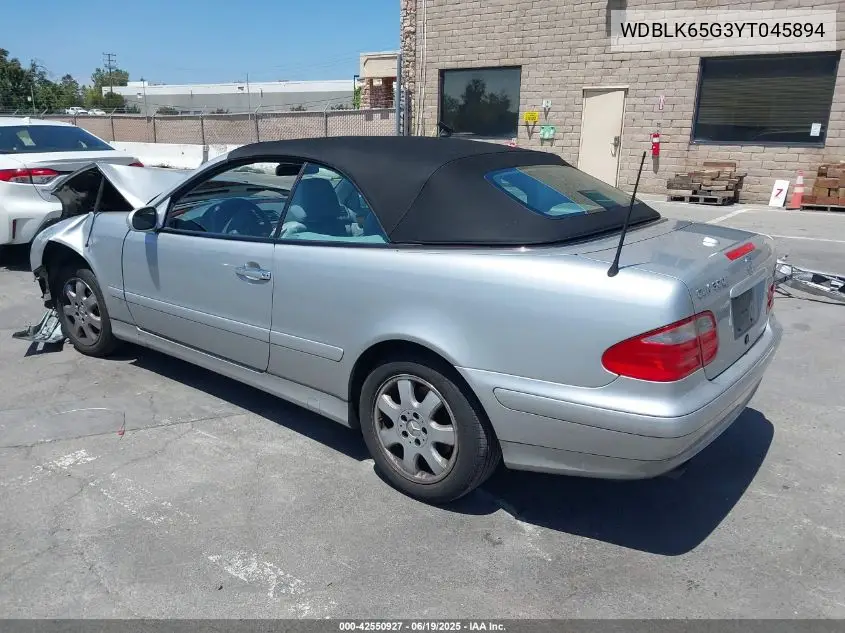 2000 Mercedes-Benz Clk 320 VIN: WDBLK65G3YT045894 Lot: 42550927
