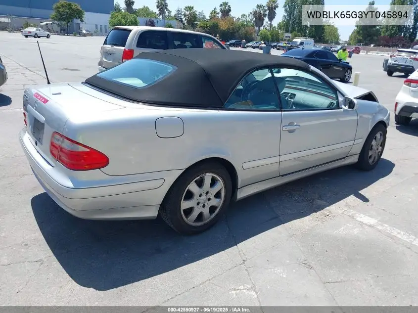 2000 Mercedes-Benz Clk 320 VIN: WDBLK65G3YT045894 Lot: 42550927