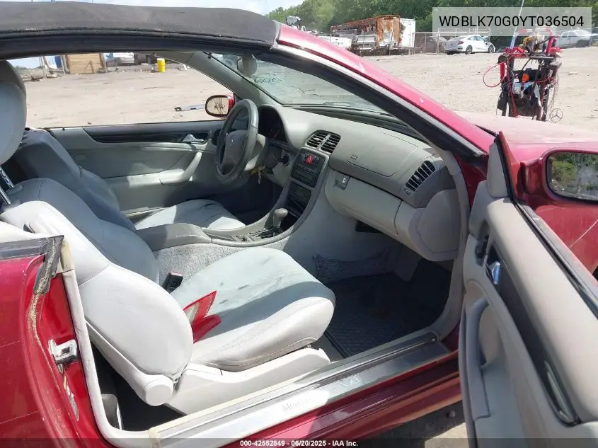 2000 Mercedes-Benz Clk 430 VIN: WDBLK70G0YT036504 Lot: 42552849