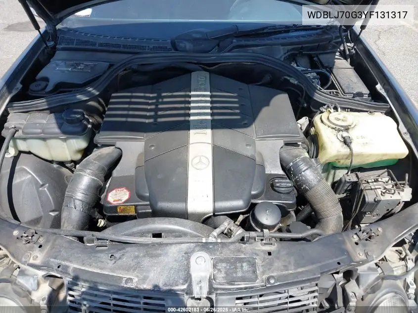 2000 Mercedes-Benz Clk 430 VIN: WDBLJ70G3YF131317 Lot: 42602183