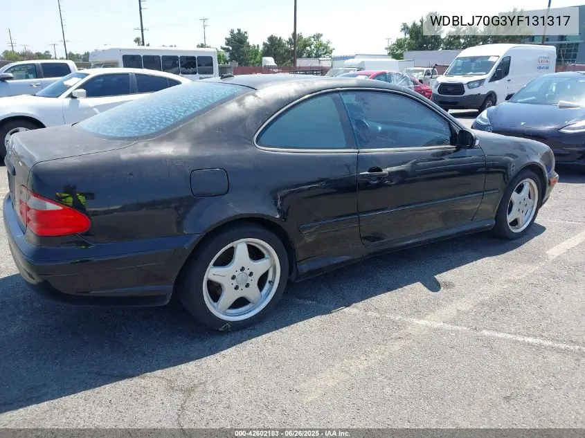 2000 Mercedes-Benz Clk 430 VIN: WDBLJ70G3YF131317 Lot: 42602183