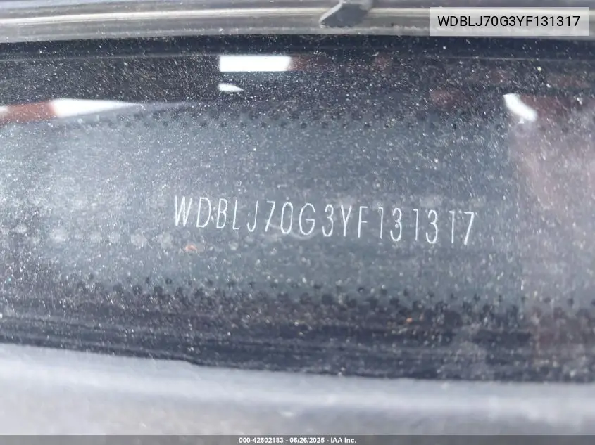 2000 Mercedes-Benz Clk 430 VIN: WDBLJ70G3YF131317 Lot: 42602183