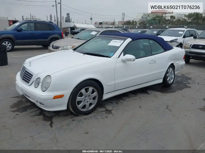 2001 Mercedes-Benz Clk 320 VIN: WDBLK65G21T076236 Lot: 42486148