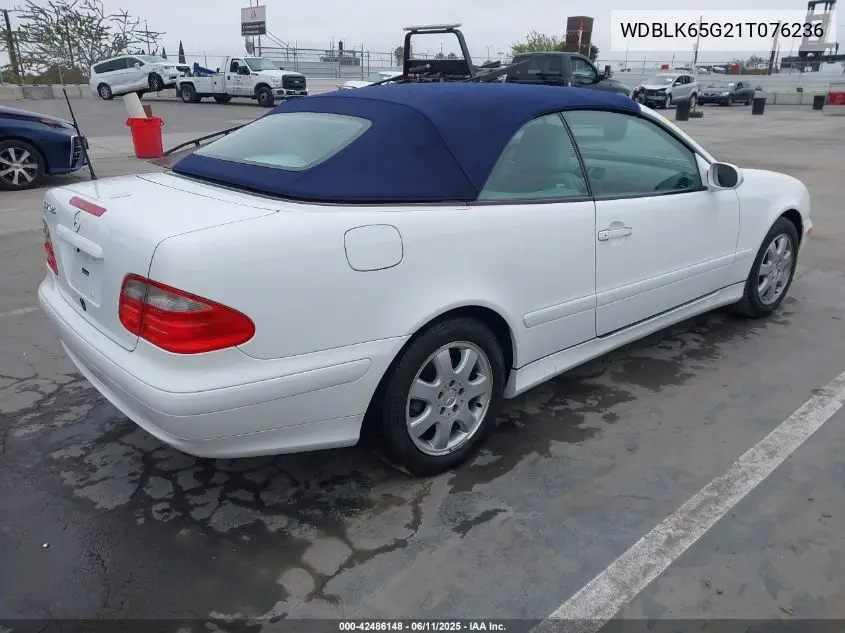 2001 Mercedes-Benz Clk 320 VIN: WDBLK65G21T076236 Lot: 42486148