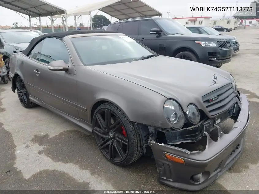 2002 Mercedes-Benz Clk 55 Amg VIN: WDBLK74G52T113773 Lot: 42555691