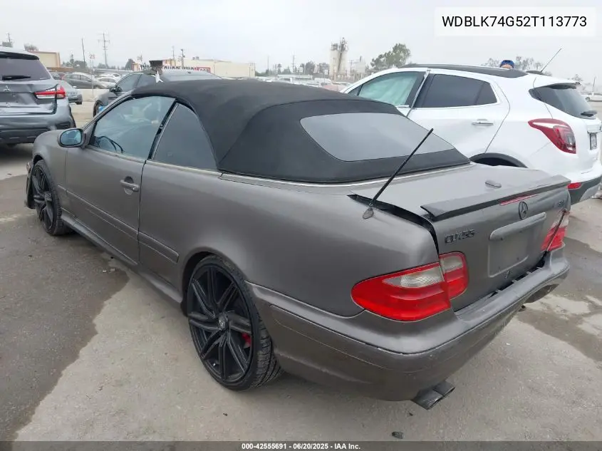 2002 Mercedes-Benz Clk 55 Amg VIN: WDBLK74G52T113773 Lot: 42555691