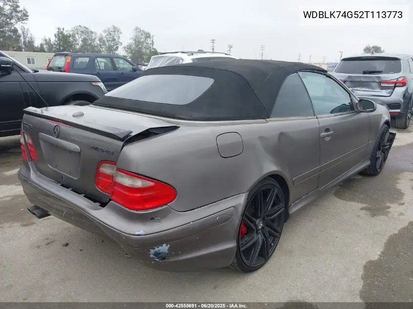 2002 Mercedes-Benz Clk 55 Amg VIN: WDBLK74G52T113773 Lot: 42555691