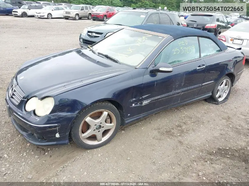 2004 Mercedes-Benz Clk 500 VIN: WDBTK75G54T022665 Lot: 42738049
