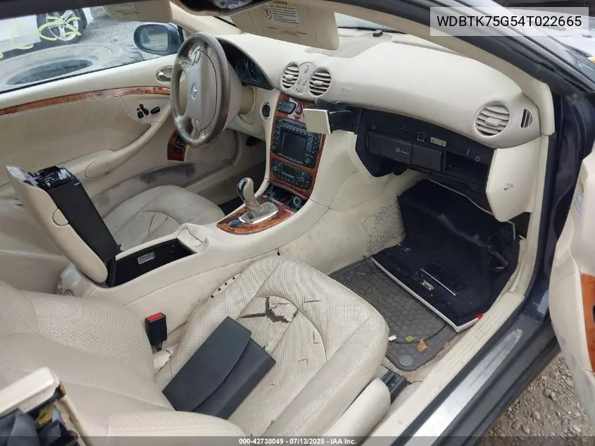 2004 Mercedes-Benz Clk 500 VIN: WDBTK75G54T022665 Lot: 42738049