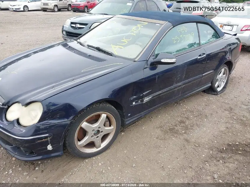 2004 Mercedes-Benz Clk 500 VIN: WDBTK75G54T022665 Lot: 42738049