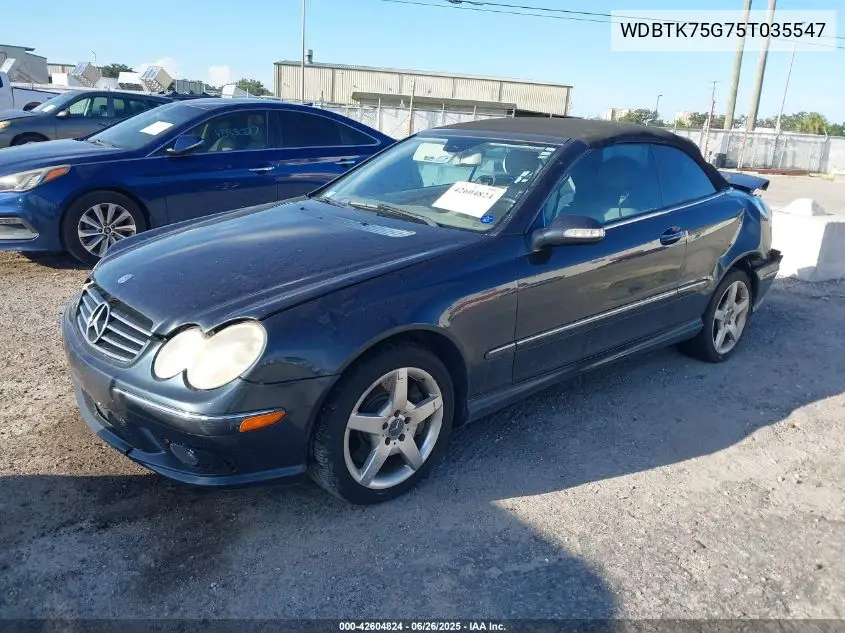 2005 Mercedes-Benz Clk 500 VIN: WDBTK75G75T035547 Lot: 42604824