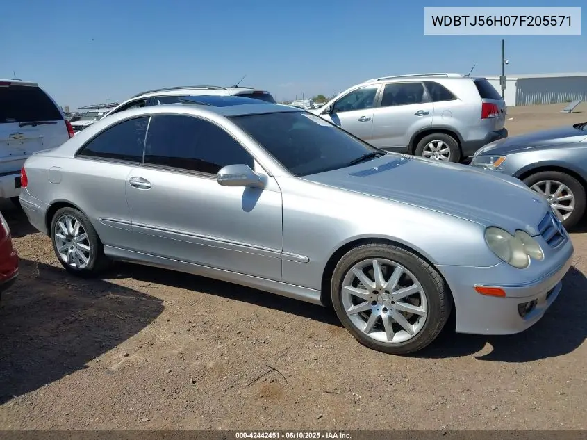 2007 Mercedes-Benz Clk 350 VIN: WDBTJ56H07F205571 Lot: 42442451