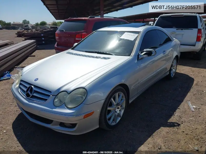 2007 Mercedes-Benz Clk 350 VIN: WDBTJ56H07F205571 Lot: 42442451
