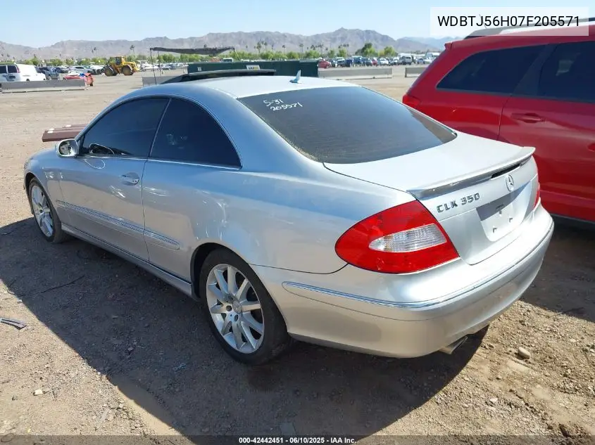 2007 Mercedes-Benz Clk 350 VIN: WDBTJ56H07F205571 Lot: 42442451