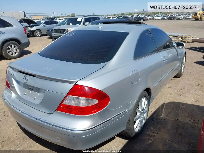 2007 Mercedes-Benz Clk 350 VIN: WDBTJ56H07F205571 Lot: 42442451