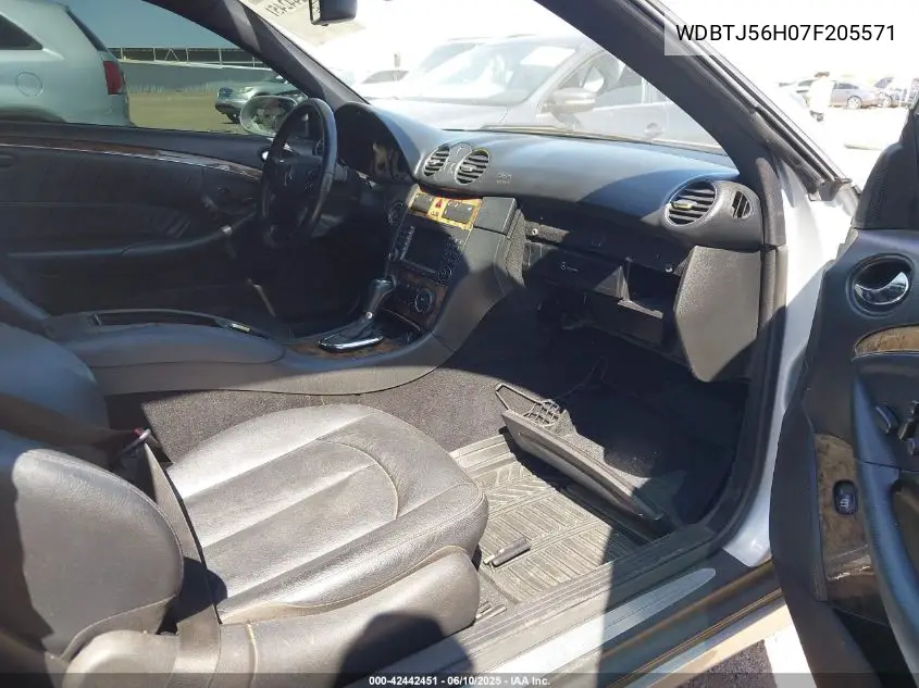 2007 Mercedes-Benz Clk 350 VIN: WDBTJ56H07F205571 Lot: 42442451