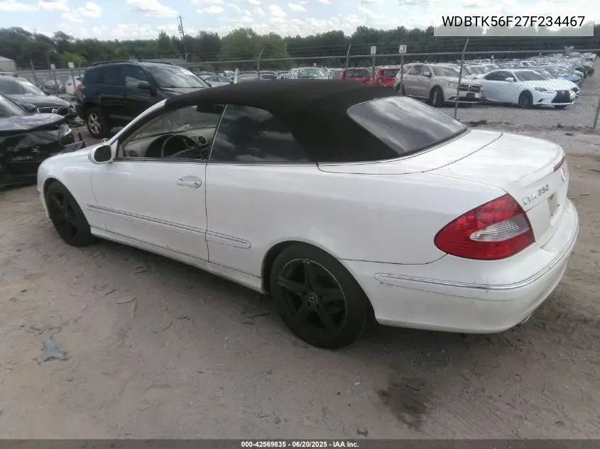 2007 Mercedes-Benz Clk 350 VIN: WDBTK56F27F234467 Lot: 42569835