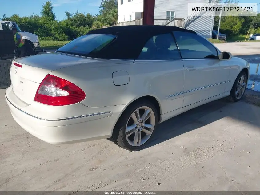 2007 Mercedes-Benz Clk 350 VIN: WDBTK56F17F221421 Lot: 42605744