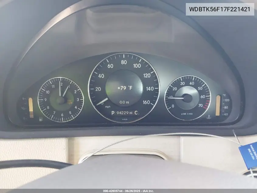 2007 Mercedes-Benz Clk 350 VIN: WDBTK56F17F221421 Lot: 42605744