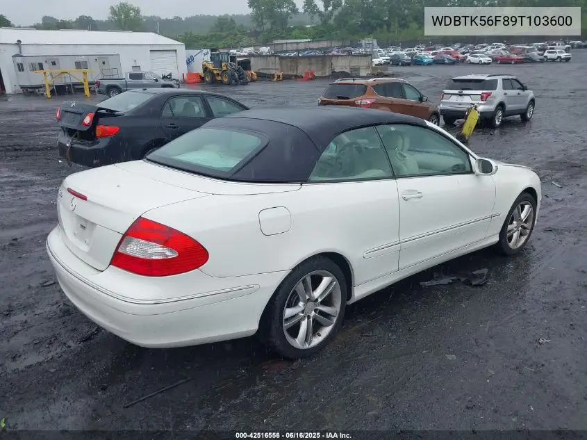 2009 Mercedes-Benz Clk 350 VIN: WDBTK56F89T103600 Lot: 42516556