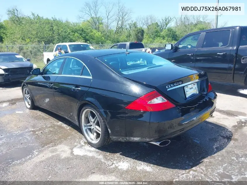 2006 Mercedes-Benz Cls 500 VIN: WDDDJ75X26A067981 Lot: 41946739