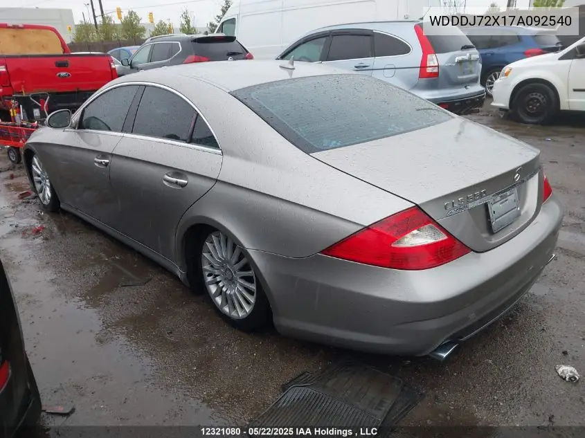 2007 Mercedes-Benz Cls 550 VIN: WDDDJ72X17A092540 Lot: 12321080