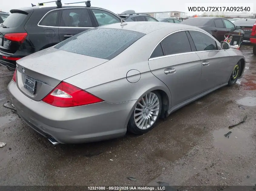 2007 Mercedes-Benz Cls 550 VIN: WDDDJ72X17A092540 Lot: 12321080