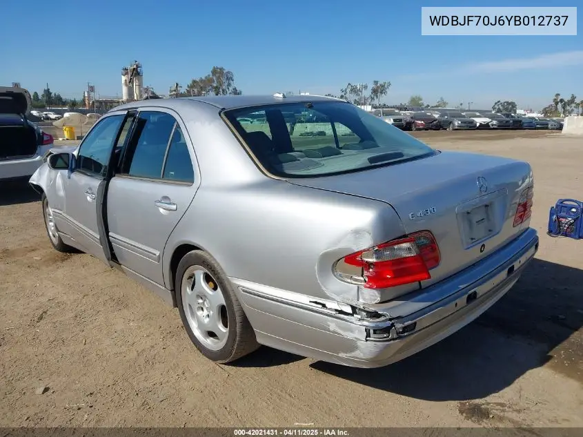 2000 Mercedes-Benz E 430 VIN: WDBJF70J6YB012737 Lot: 42021431