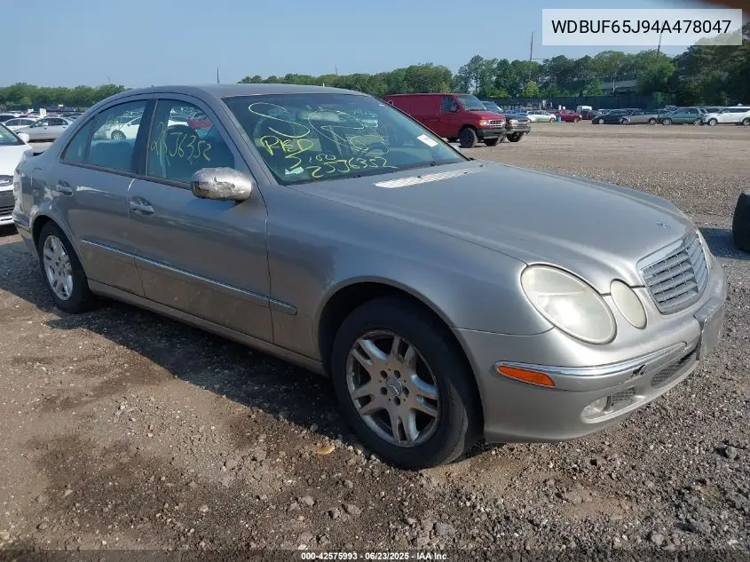 2004 Mercedes-Benz E 320 VIN: WDBUF65J94A478047 Lot: 42575993