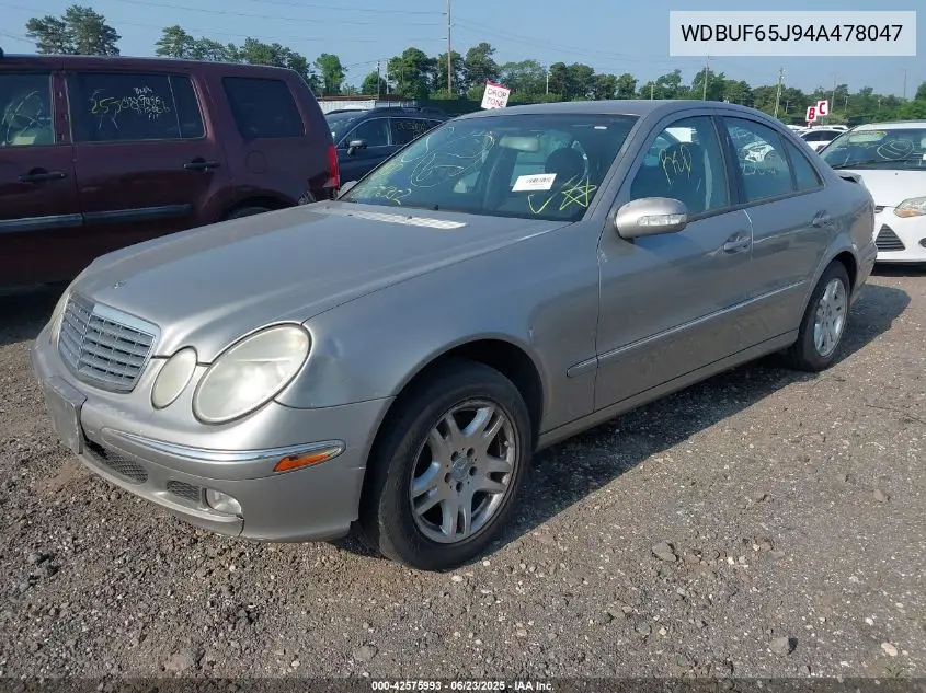 2004 Mercedes-Benz E 320 VIN: WDBUF65J94A478047 Lot: 42575993