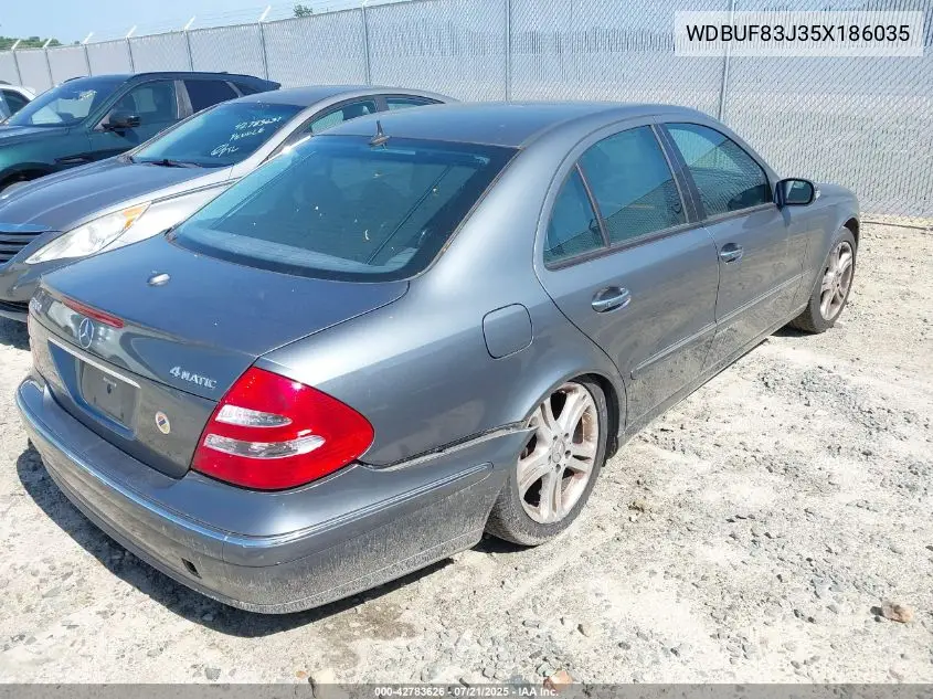 2005 Mercedes-Benz E 500 4Matic VIN: WDBUF83J35X186035 Lot: 42783626