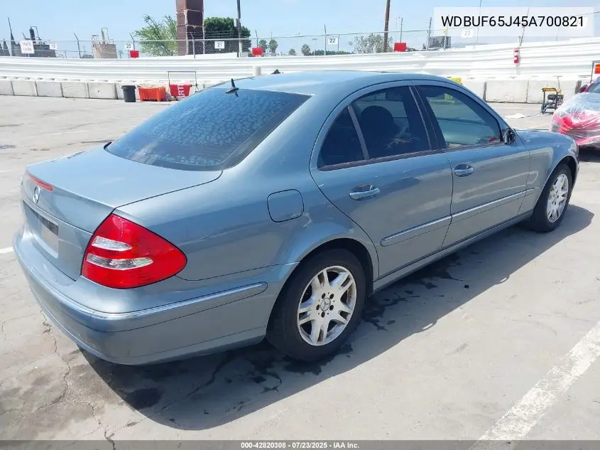 2005 Mercedes-Benz E 320 VIN: WDBUF65J45A700821 Lot: 42820308