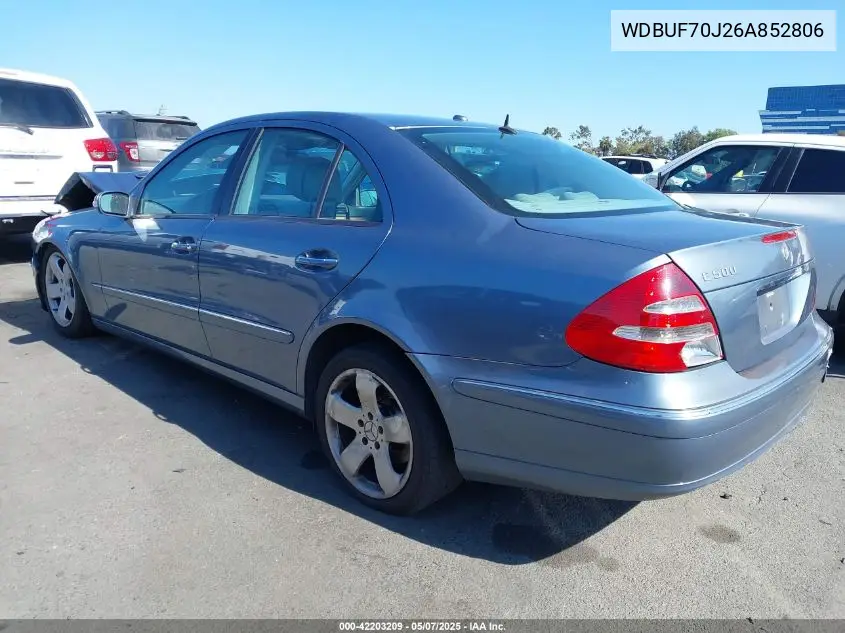 2006 Mercedes-Benz E 500 VIN: WDBUF70J26A852806 Lot: 42203209