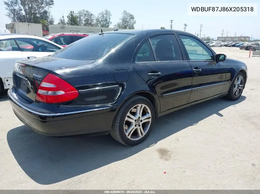 2006 Mercedes-Benz E 350 4Matic VIN: WDBUF87J86X205318 Lot: 42609476