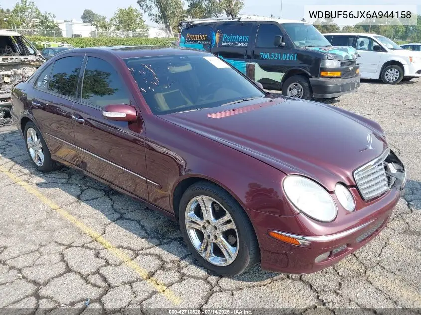 2006 Mercedes-Benz E 350 VIN: WDBUF56JX6A944158 Lot: 42710528