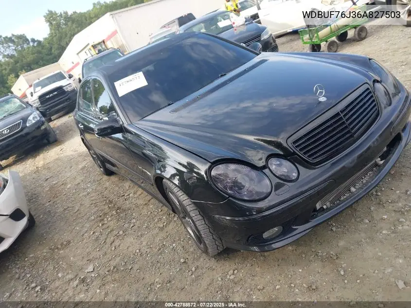 2006 Mercedes-Benz E 55 Amg VIN: WDBUF76J36A827503 Lot: 42788572