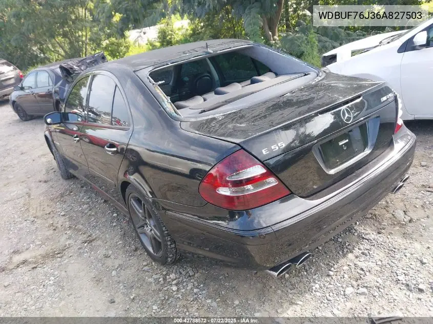 2006 Mercedes-Benz E 55 Amg VIN: WDBUF76J36A827503 Lot: 42788572