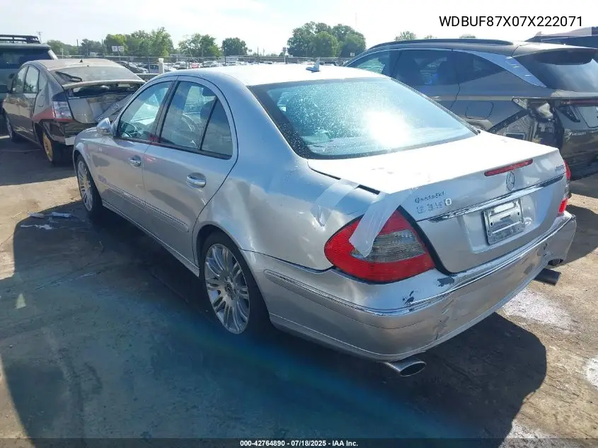 2007 Mercedes-Benz E 350 4Matic VIN: WDBUF87X07X222071 Lot: 42764890