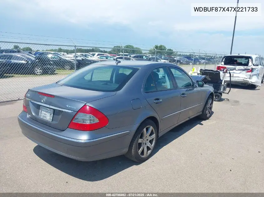 2007 Mercedes-Benz E 350 4Matic VIN: WDBUF87X47X221733 Lot: 42788462