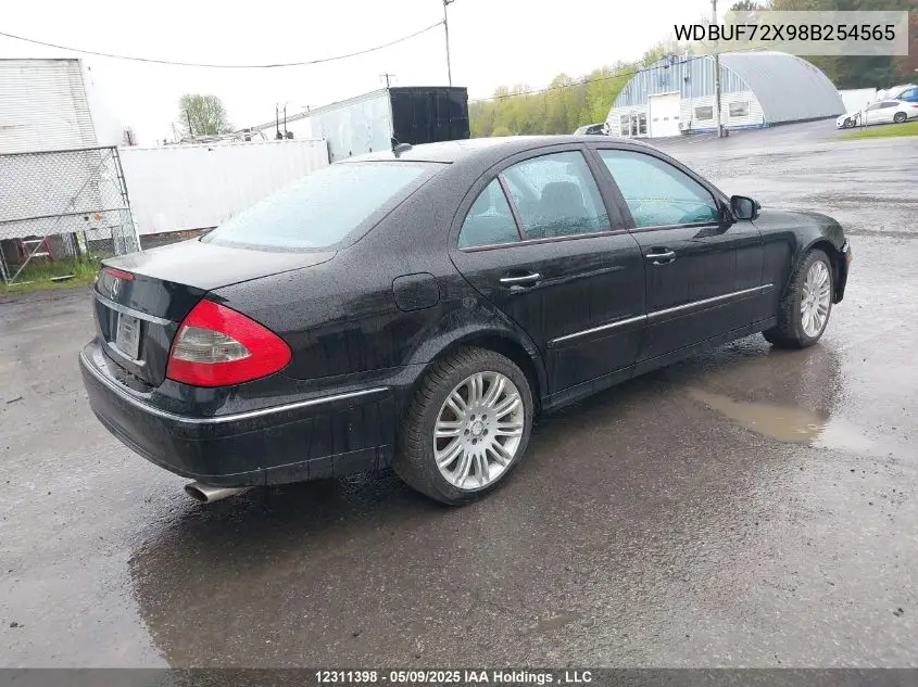 2008 Mercedes-Benz E 550 VIN: WDBUF72X98B254565 Lot: 12311398X