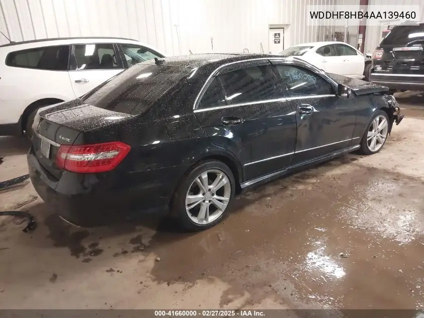 2010 Mercedes-Benz E 350 4Matic VIN: WDDHF8HB4AA139460 Lot: 41660000