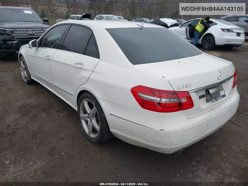 2010 Mercedes-Benz E 350 4Matic VIN: WDDHF8HB4AA143105 Lot: 41984534