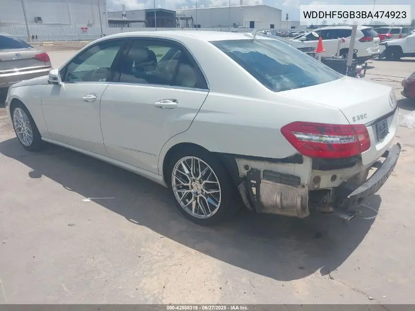 2011 Mercedes-Benz E 350 VIN: WDDHF5GB3BA474923 Lot: 42588316