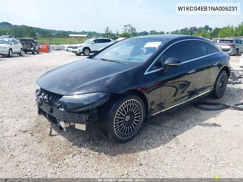 2022 Mercedes-Benz Eqs 580 4Matic VIN: W1KCG4EB1NA006231 Lot: 42390638
