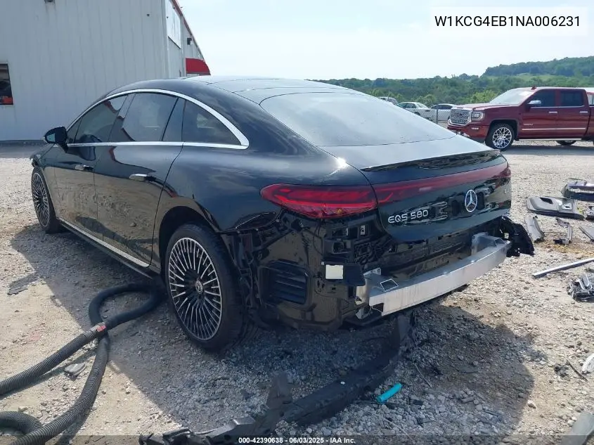 2022 Mercedes-Benz Eqs 580 4Matic VIN: W1KCG4EB1NA006231 Lot: 42390638