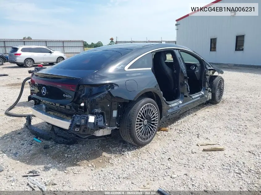 2022 Mercedes-Benz Eqs 580 4Matic VIN: W1KCG4EB1NA006231 Lot: 42390638